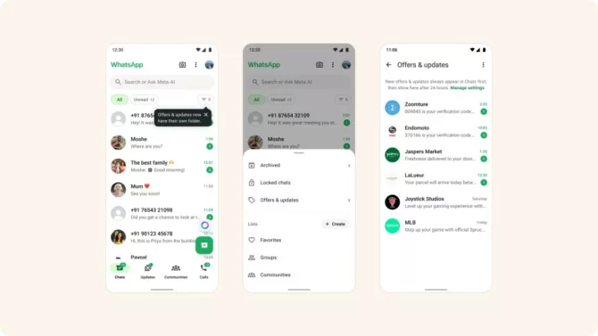 WhatsApp测试企业消息分类功能