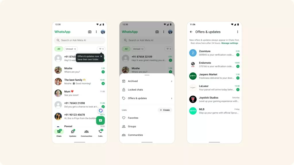 WhatsApp测试企业消息分类功能
