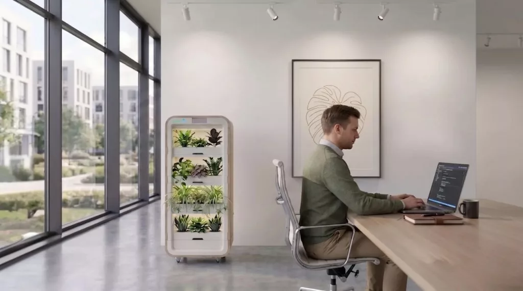 Greenairy用智能植物塔革新办公空气净化,VOCs降低超50%